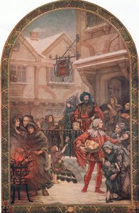 Sir Richard Whittington (1358-1423) distribuerar välgörenhet, illustration från 