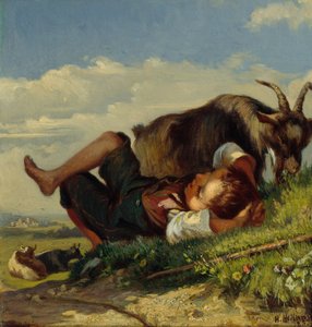 Herdepojke med getter av Henrik August Helland