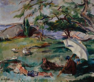 Sommarlandskap med människor av Henrik Lund