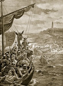 En attack av danskarna på Irland, illustration från 