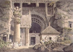 Forntida utgrävningar i Carli, plåt XIV, graverad av Daniel Havell (1785-1826) 1809 (gravyr)