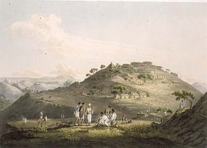 Staden Dixan i Abessinien, graverad av Daniel Havell (1785-1826) 1809 (akvatint)