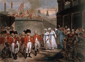The Surrender of Two Sons of Tippoo Sahib (1749-99) som gisslan som skadestånd för kriget mot Storbritannien