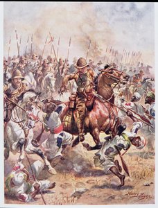 Charge of the Twenty-First Lancers, illustration från "Glorious Battles of English History" av major C.H. Wylly, 1920-talet