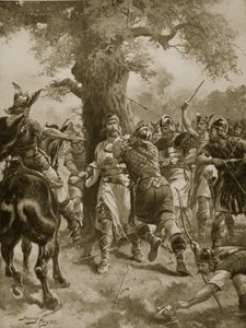 St Edmund slaktad av danskarna, 870 e.Kr., illustration från "Hutchinson