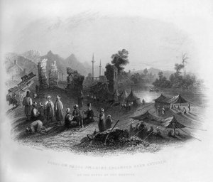 Hadgi Mecka-pilgrimer slog läger nära Antiokia, på stranden av Orontes, Turkiet, 1841.