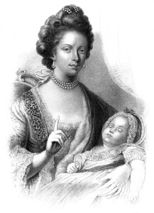 Drottning Charlotte 1744-1818 med blivande kung George IV 1762-1830, 1800-talet.