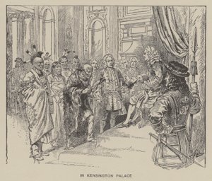 Mottagning av Creek Indians av kung George II på Kensington Palace av Henry Alexander (after) Ogden