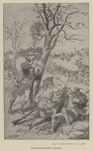 Britterna drar sig tillbaka till Boston (litho) av Henry Alexander (after) Ogden
