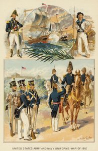United States Army and Navy Uniforms, War of 1812 (litho i färg)