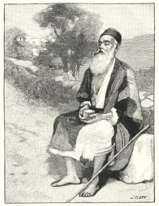 En blind tiggare nära Jerusalem (litho) av Henry Andrew Harper