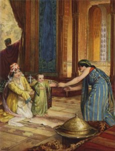 Ett köpmanshus i Damaskus (färg litho)