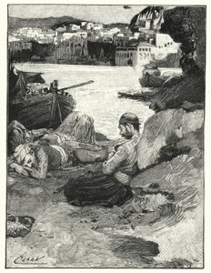 En siesta mitt på dagen i Jaffa (litho)