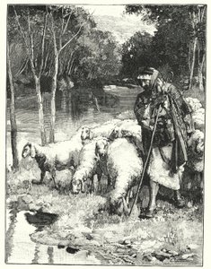 En herde och hans hjord i Anti-Libanon (litho)