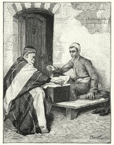 En österländsk författare som förseglar ett brev (litho) av Henry Andrew Harper