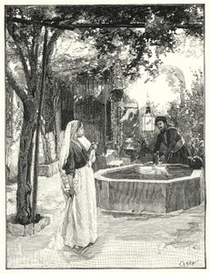 Gården till ett hus i Damaskus (litho) av Henry Andrew Harper