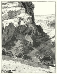 Skuggan av en stor sten, nära War Sabo (litho)