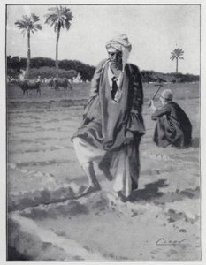 Vattna med foten i Gizeh, Egypten (litho)