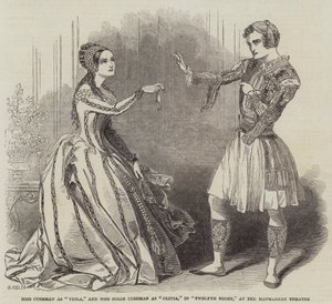 Miss Cushman som Viola och Miss Susan Cushman som Olivia, i Twelfth Night, på Haymarket Theatre