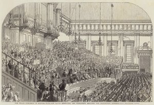 Fredskongressen i Exeter Hall, Sir David Brewster, presidenten, läser invigningstalet