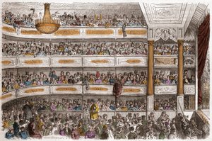 Auditoriet för Theatre des Funambules i Paris på 1800-talet - Theatre des Funambules, boulevard du Temple a Paris, på 1800-talet - Gravyr av Henri Valentin (1822-1886) i "Tableau-de-Paris" av Edmond Texier 1852 av Henry Augustin Valentin
