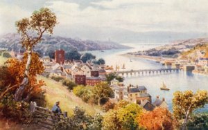 Bideford och Bridge (färglitografi)