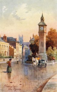The Square, Barnstaple (färglitografi)