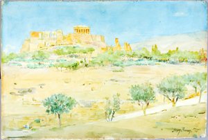 Allmän vy över Akropolis vid solnedgången av Henry Bacon