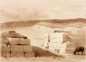 South Gateway, Cawfields (penna och akvarell på papper (klistrad på kort)) av Henry Burdon Richardson