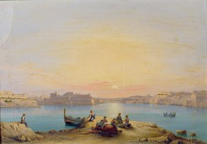 Valletta hamn vid solnedgången