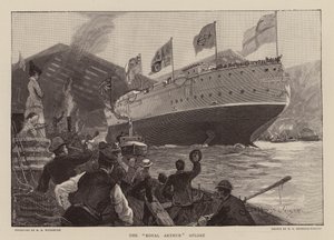 HMS Royal Arthur flytande (gravyr) av Henry Charles Seppings Wright
