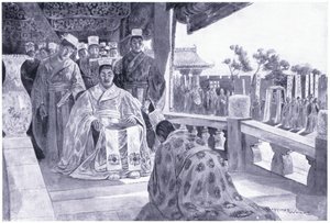 Han Yu presenterar sitt minnesmärke av Henry Charles Seppings Wright