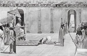 Nabonidus skickar instruktioner till Belsassar (litografi) av Henry Charles Seppings Wright