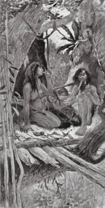 Förhistoriska kinesiska trädlevande människor (litografi) av Henry Charles Seppings Wright