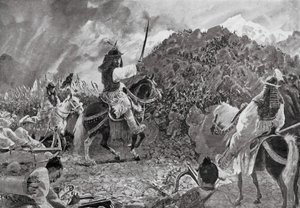 Räder mot vilda stammar (litografi) av Henry Charles Seppings Wright