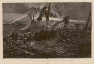 Räddning av drunknande under förlisningen av SS Utopia, Gibraltar (gravyr) av Henry Charles Seppings Wright