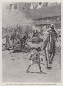 Kunglig militärturnering i Agricultural Hall, Carabineers och New South Wales Lancers skingrar dervischerna.
