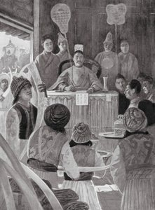 Siamesiska sändebud hyllar kejsaren av Kina (litografi) av Henry Charles Seppings Wright