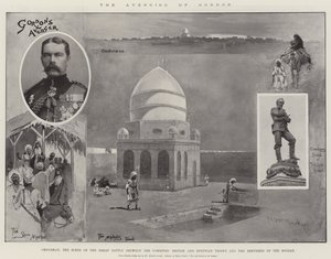 Gordons hämnd, Omdurman, scenen för det stora slaget mellan de kombinerade brittiska och egyptiska trupperna och dervischerna i Soudan av Henry Charles Seppings Wright