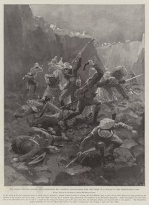 Indian Frontier Rising, Dorsetshire-männen kämpar hand-till-hand med fienden i en Nullah på Tseri-Kandao-passet av Henry Charles Seppings Wright