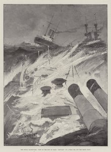Sjömanövrarna, utsikt över fören av HMS Repulse i ett huvudhav utanför den irländska kusten av Henry Charles Seppings Wright