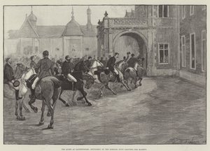 Drottningen i Sandringham, Gentlemen of the Norfolk Hunt som hälsar Hennes Majestät av Henry Charles Seppings Wright