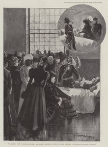 Drottningens besök på Netley Hospital, Hennes Majestät talar till Private Lever, skadad i Indian Frontier Campaign av Henry Charles Seppings Wright