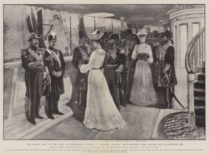 Shahs besök hos kungen i Portsmouth, 20 augusti, prinsessan Victoria fotograferar kung Edward och Muzaffir-ed-Din
