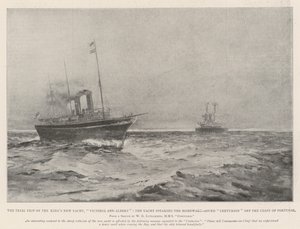 Provturen med kungens nya yacht Victoria och Albert, yachten som talar med Centurion på hemresa utanför Portugals kust av Henry Charles Seppings Wright