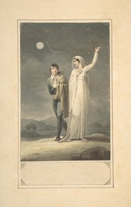 Nattlandskap med två figurer design för en graverad bokillustration, 1807-44. av Henry Corbould