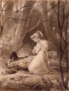Scen från George Crabbes Tales of the Hall, 1800-talet. av Henry Corbould