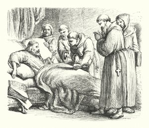 Wycliffe på sin dödsbädd (gravyr)
