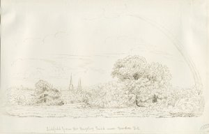 Lichfield - North View (avlägsen): pennteckning, nd [1788-1855] (ritning)
