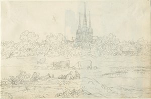 Lichfield Cathedral - East View: penn- och bläckteckning, 20 juni [c 1820] (ritning)